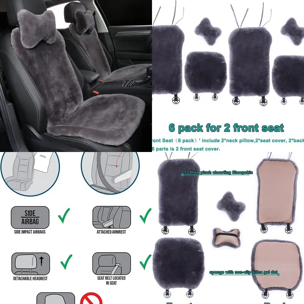 

Universal Sheepskin Car Seat Covers - Plush Graphite Cushion for Comfortable Auto Interior
