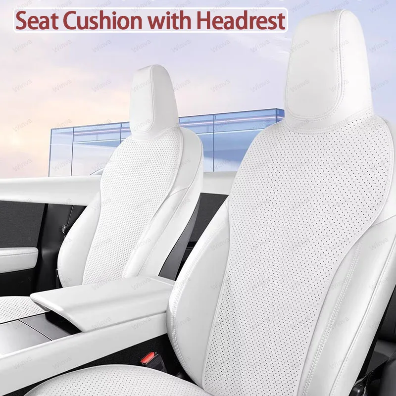 For Tesla Model Y 2025 2026 Nappa Leather Seat Covers with Headrests - Ventilation Comfortable & Split Single Sitting Back Row S