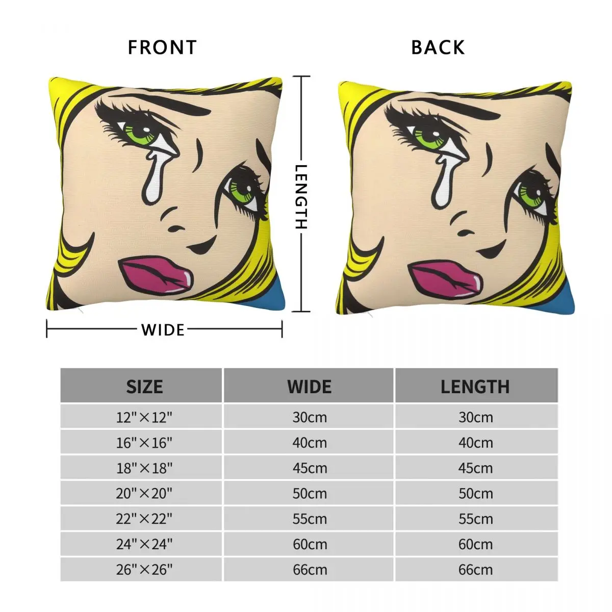 Blonde Crying Comic Girl Pillowcase Polyester Linen Velvet Printed Zip Decorative Home Cushion Cover