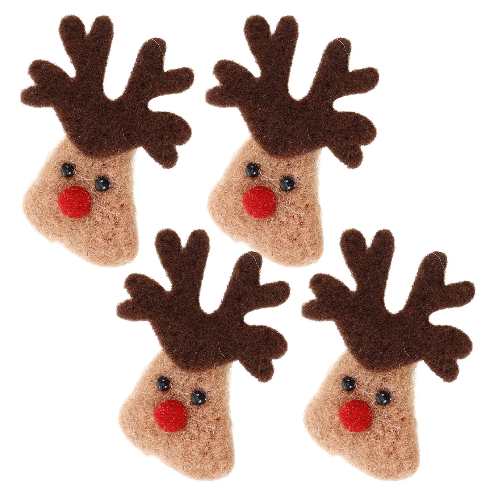 4 szt. Świąteczne głowy renifera do dekoracji, rękodzieła DIY, ozdoby z filcu wełnianego na choinkę, dekoracja domu, ozdoby głowy renifera