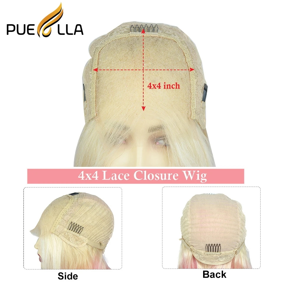 Ombre Colored Short Bob Ash Blonde Frontal Wig Human Hair Straight Honey Blonde13x4 Lace Front Pixie Cut Wigs For Women