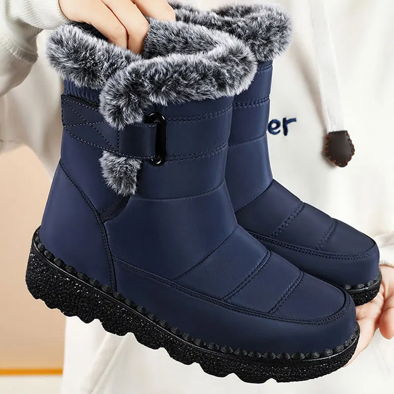 Winter Women Non Slip Waterproof Snow Boots Platform Warm Ankle Boots Cotton Padded Shoes Botas De Mujer Plush Booties Plus Size