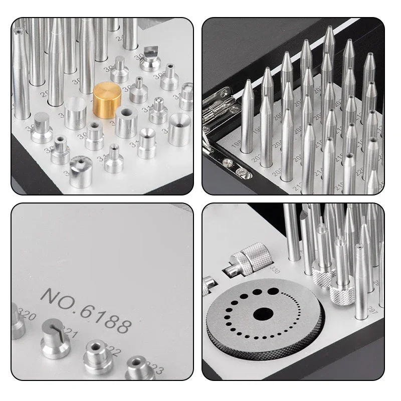 Watch Repair Tool Set High-Precision 135-Piece Punch and Punching Block Set for Removing Balance Wheels and Axles