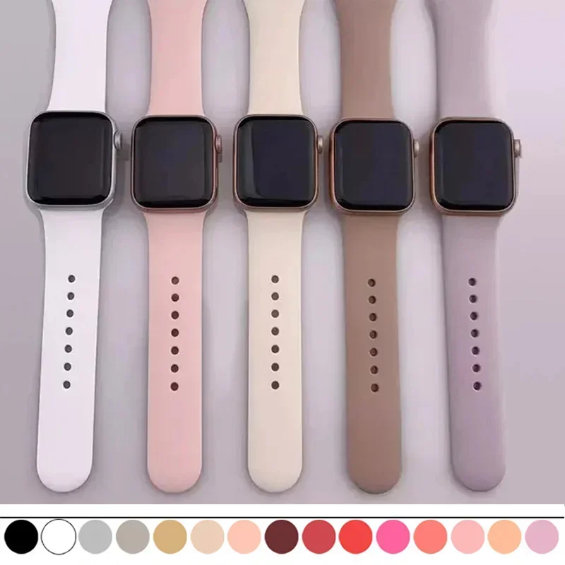 Silicone Strap For Apple Watch band 45mm 44mm 41mm 42mm 40mm 49mm 38mm correa bracelet iWatch series 9 8 5 4 3 8 6 SE 7 Ultra 2