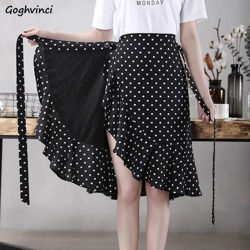 

High-waisted Fishtail Skirt for Women Chiffon Irregular Lace-up Streetwear Stylish Design Unique All-match Korean Style Summer