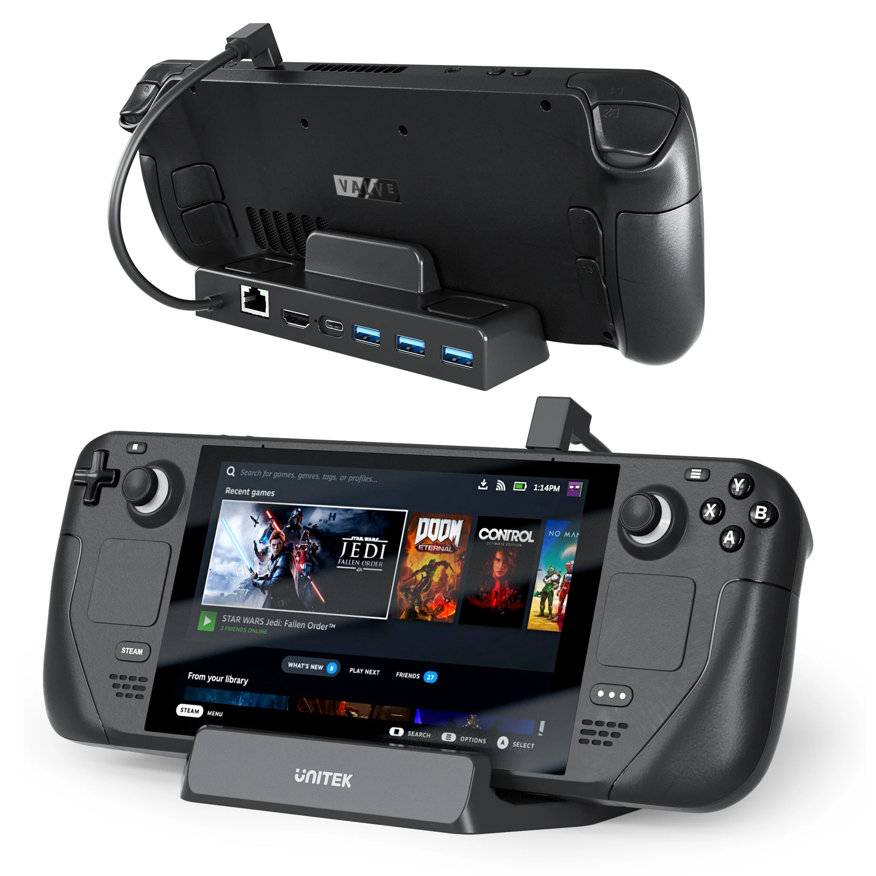 

Game Dock Type C to HDMI 4K@60Hz with USB 3.0 RJ45 Gigabit Ethernet 100W PD Charging for Steam Deck Nintendo Switch Accessories