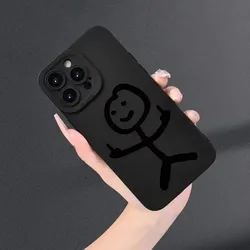Black Stickman Painted Phone Case For Xiaomi Redmi Note 14 13 12 Pro Plus 5G 12S 12 11S 10S 11 10 Redmi 12 13 12C 13C 14C Cover