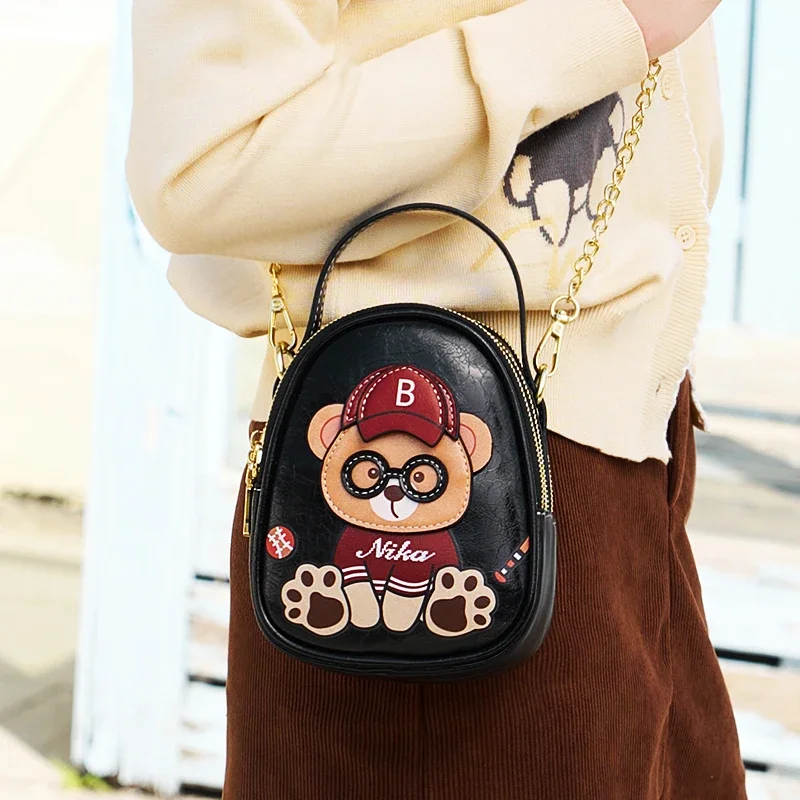 

Women's Mini Crossbody Bag With Cute Cartoon Animal Bear Print Small Phone Holder Compact Storage Pouch Fashion Accessory Bags
