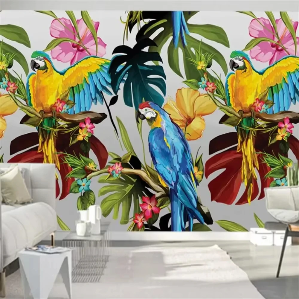 Custom parrot wallpaper for bedroom walls Art Mural Photo Wallpapers for Living room decoration Restaurant Wall paper home Decor