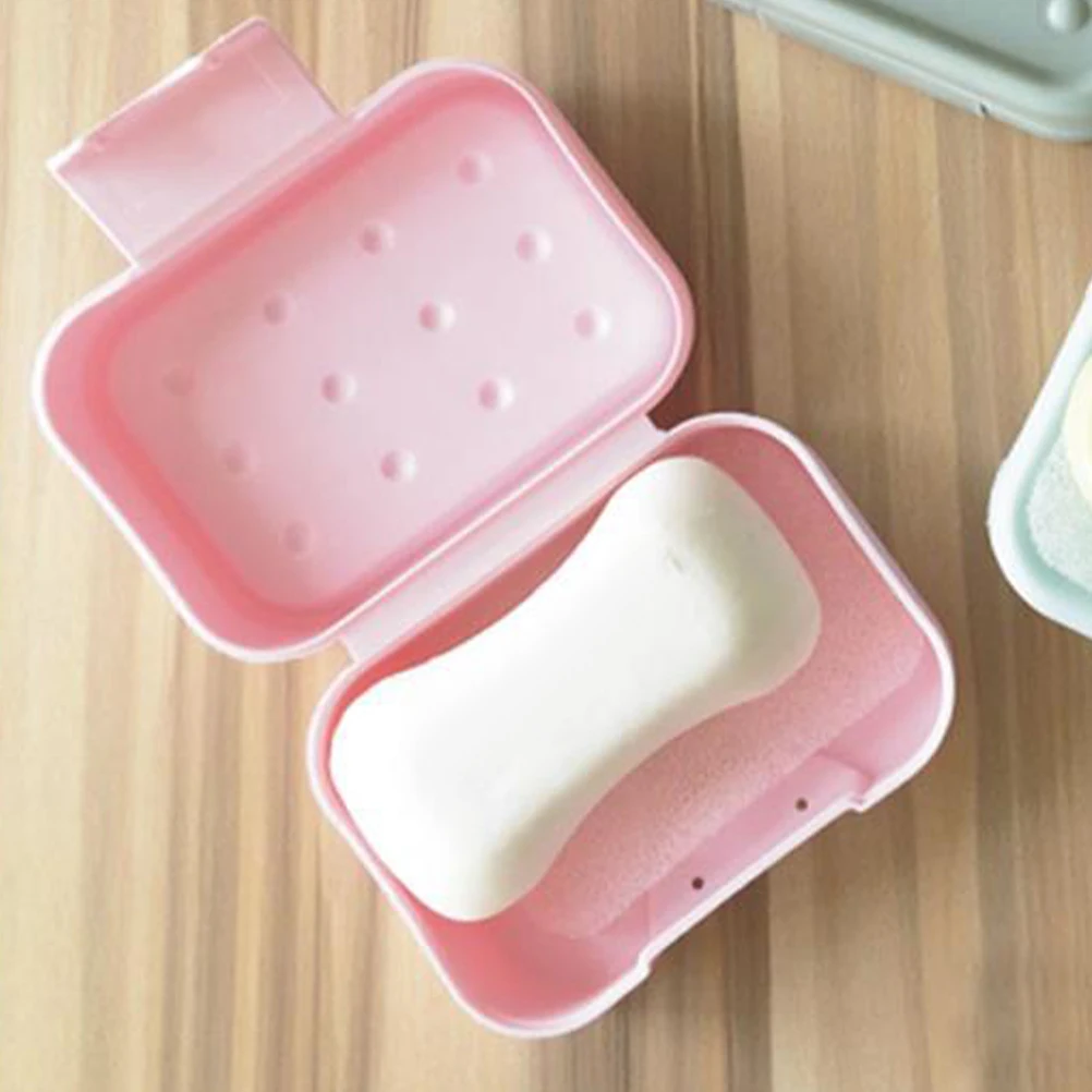 

4 Pcs Portable Soap Box Waterproof Sealed Travel Holder Blue White Pink Gray Bathroom Washing Container Shower Bar Case