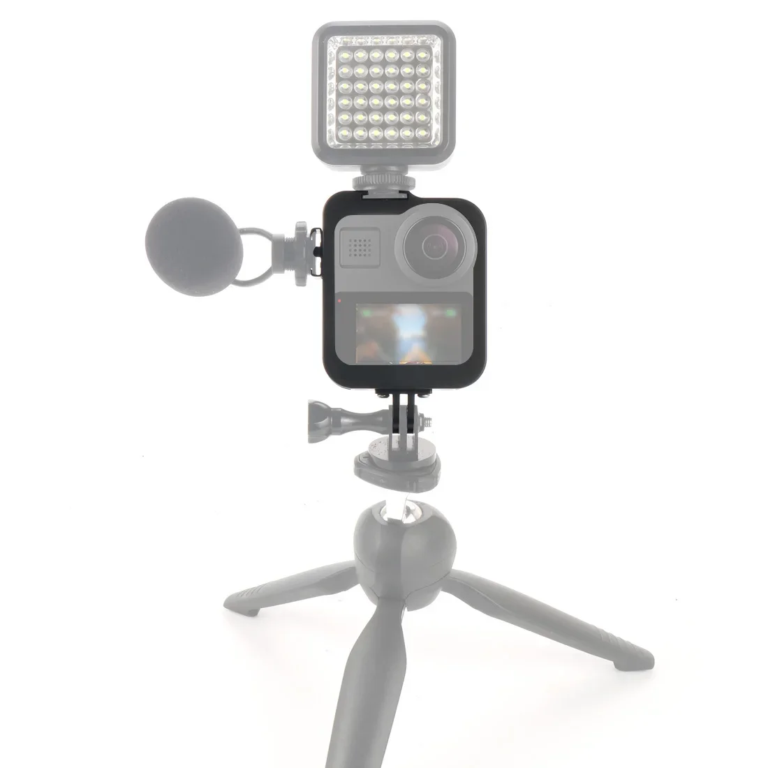 Custodia protettiva telaio gabbia 1/4 supporto per GoPro Max 360 fotocamera panoramica aggiornamento microfono esterno guscio in alluminio CNC