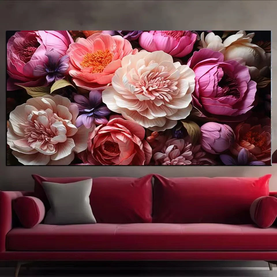 Large DIY 5D Diamond Painting Big Peony Flowers Landscape New 2024 Full Square Round Mosaic Diamond Embroidery Sale Large Size