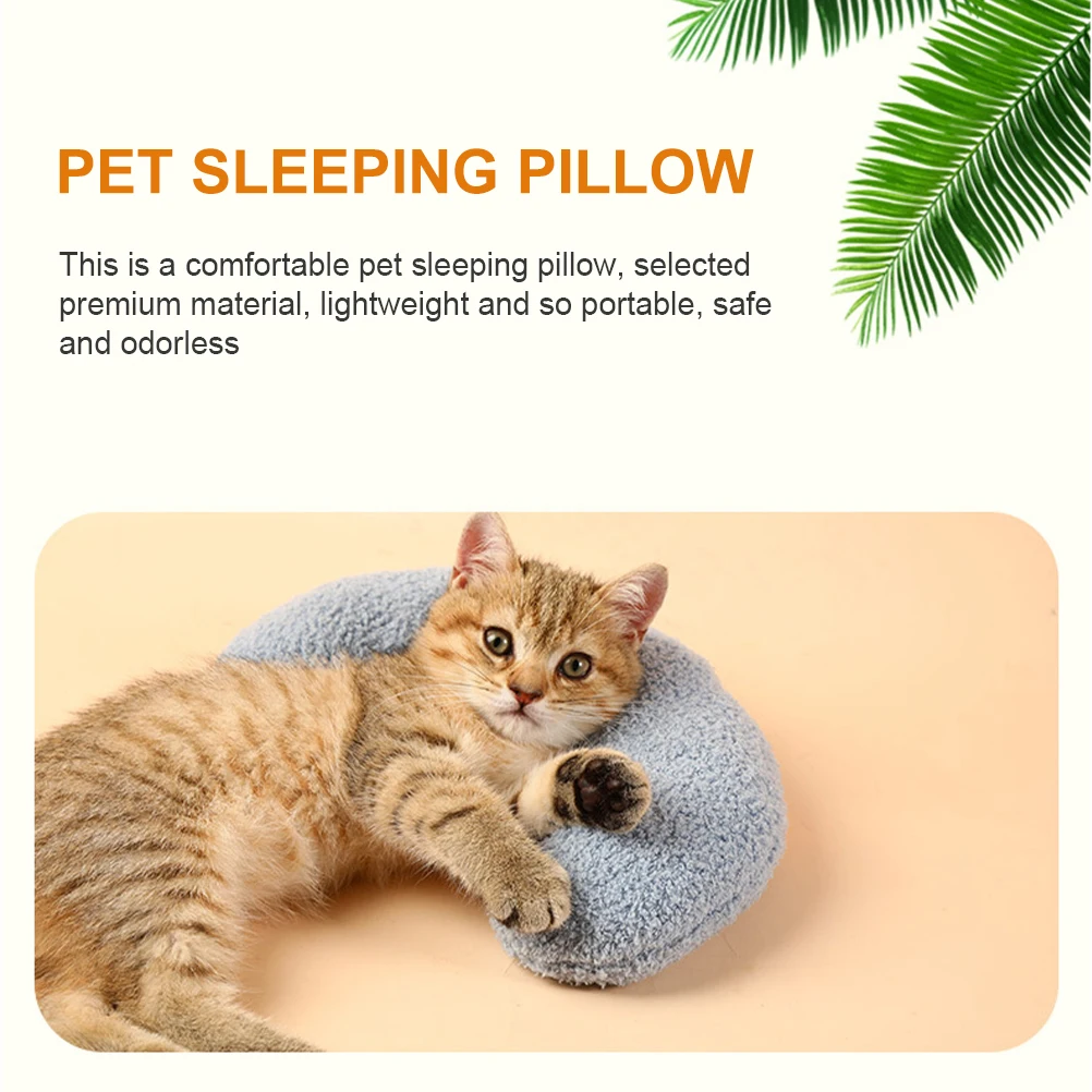 

U-Shaped Neck For Cats Dogs Cervical Support Sleeping Blue Polyester Cat Dog Bed Mat Small Animal Oval Pet Neck Protection