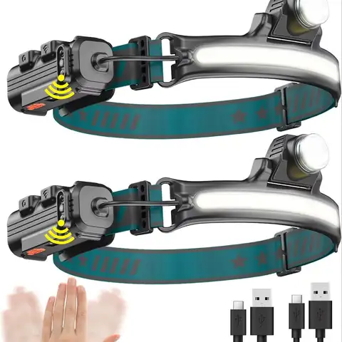Headlamp Rechargeable, Headlamp Flashlight with Motion Sensor, 1000 Lumen 230° Wide Beam LED Headlamp, 6 Modes Lightweight  Head
