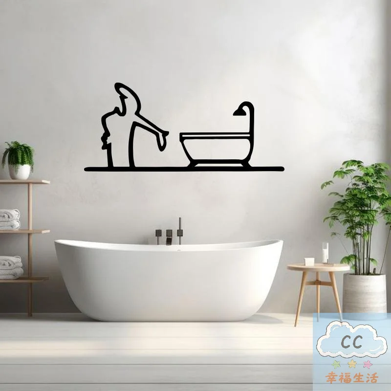 2025 HUA HUA decoración de pared de Metal 2D letrero de baño de Metal plano marco negro creativo decoración del hogar para baño decoración de arte de la pared del hogar