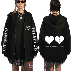 Sweat à capuche zippé Black Hearts Club pour hommes et femmes, chanteur Yungblud, sweat à capuche en coton Smile, veste zippée vintage rock