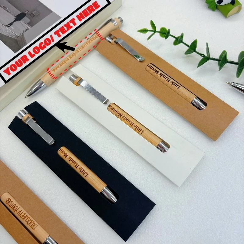 40/80 Sets personalisierte Bambus-Kugelschreiber mit Geschenkbox für Hochzeit, Verlobung, Party, Gastgeschenke, Unternehmen, Geschäftsgeschenke – Detail 1