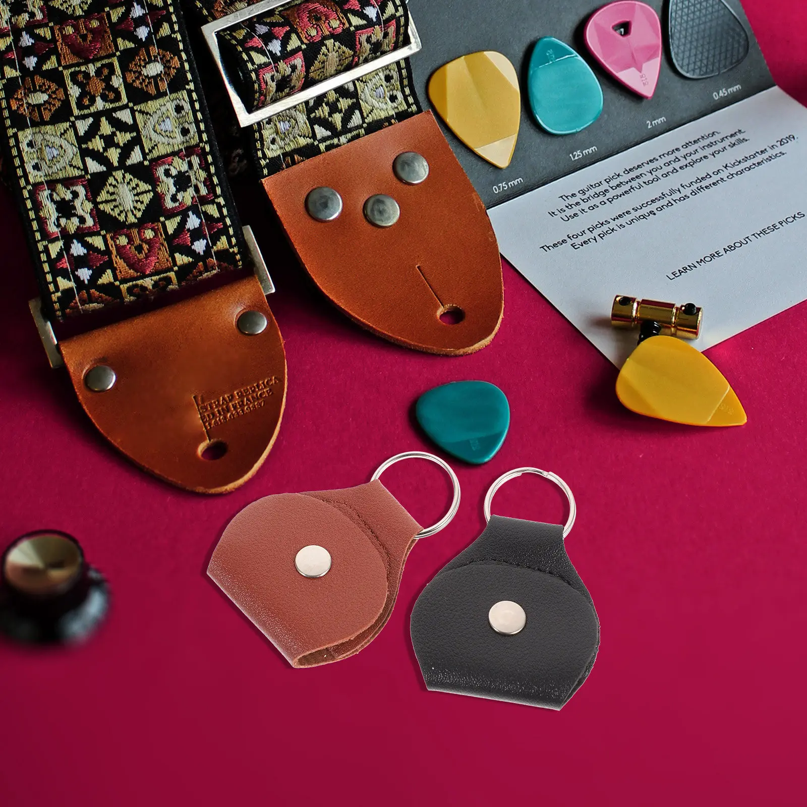 6Pcs Sturdy Lightweight Guitar Pick Pouch Stylish Compact Plectrum Bag with Exquisite Craftsmanship for Guitarists Storage