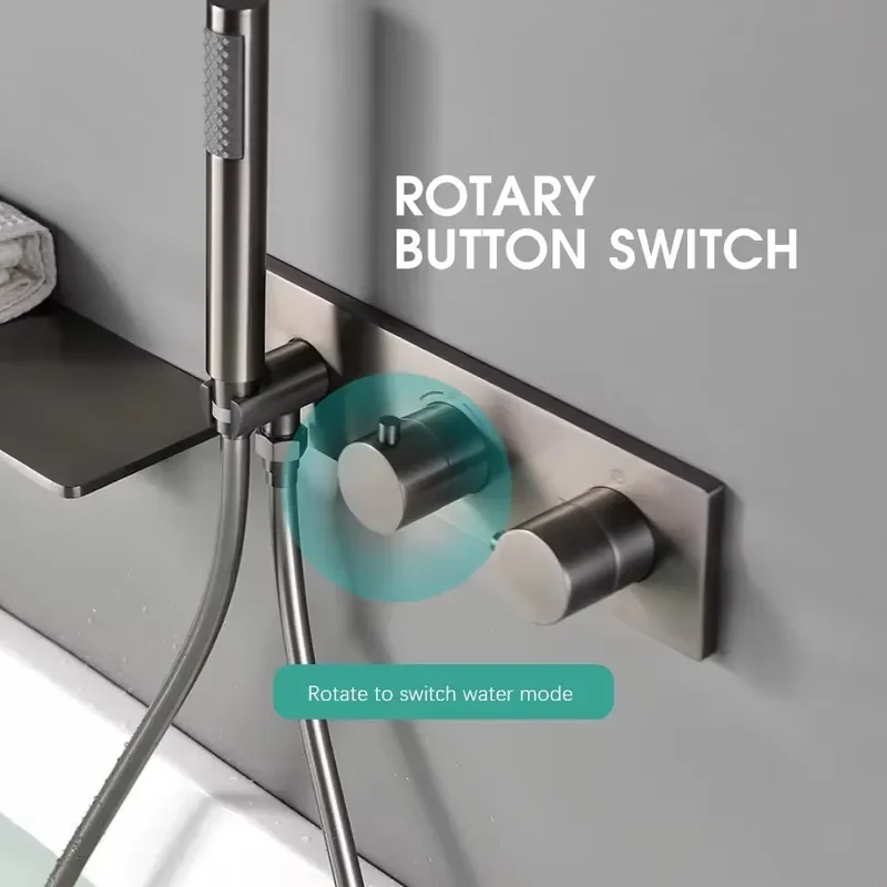 for Thermostatic Bathtub Faucet Set Wall Mounted Hidden Bathtub Shower System Bathroom Hot and Cold Mixed Shower Set