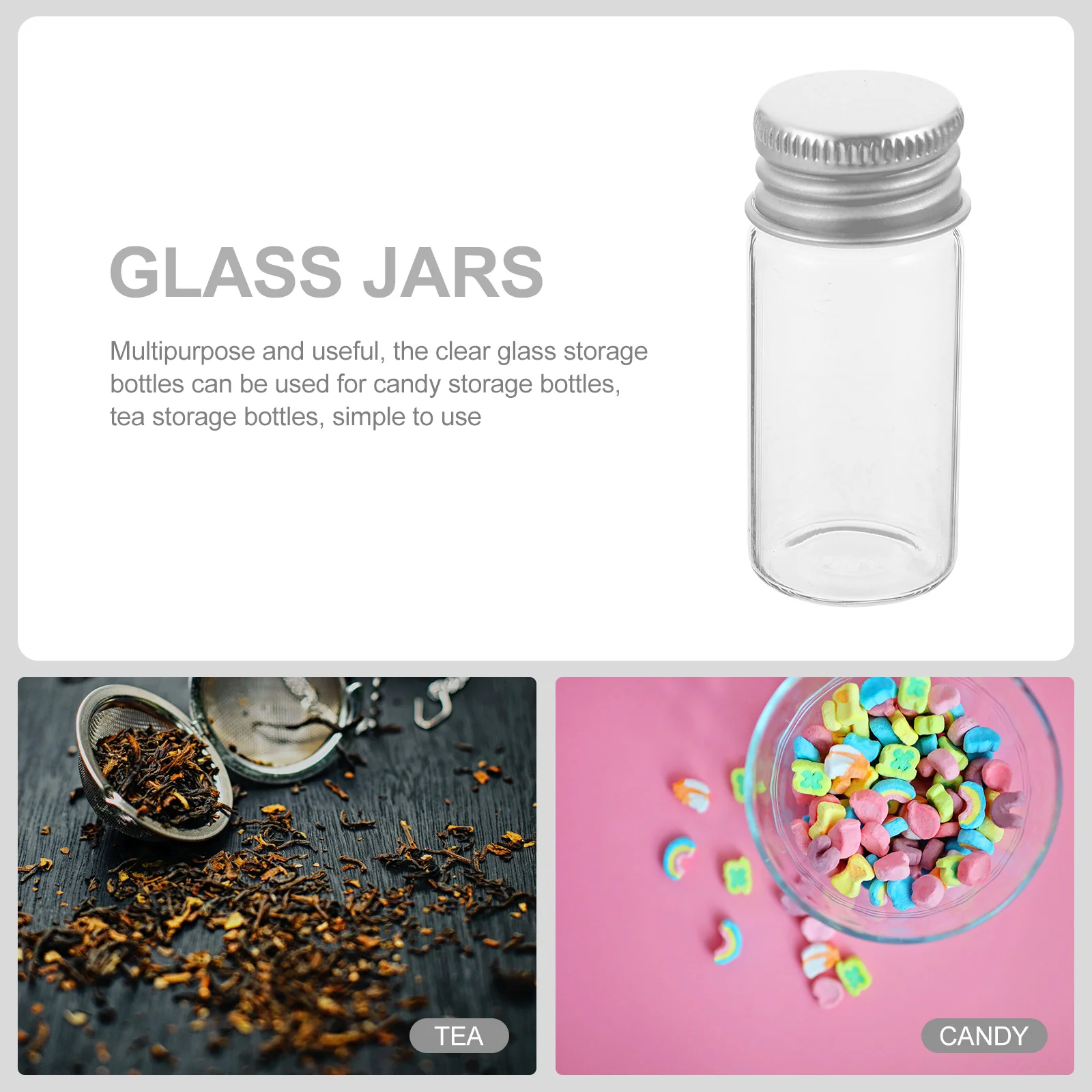 

20Pcs Glass Bottles Clear Small Capacity Reusable Leakproof Storage Bottles for Candy Tea Storage Transparent Glass Containers