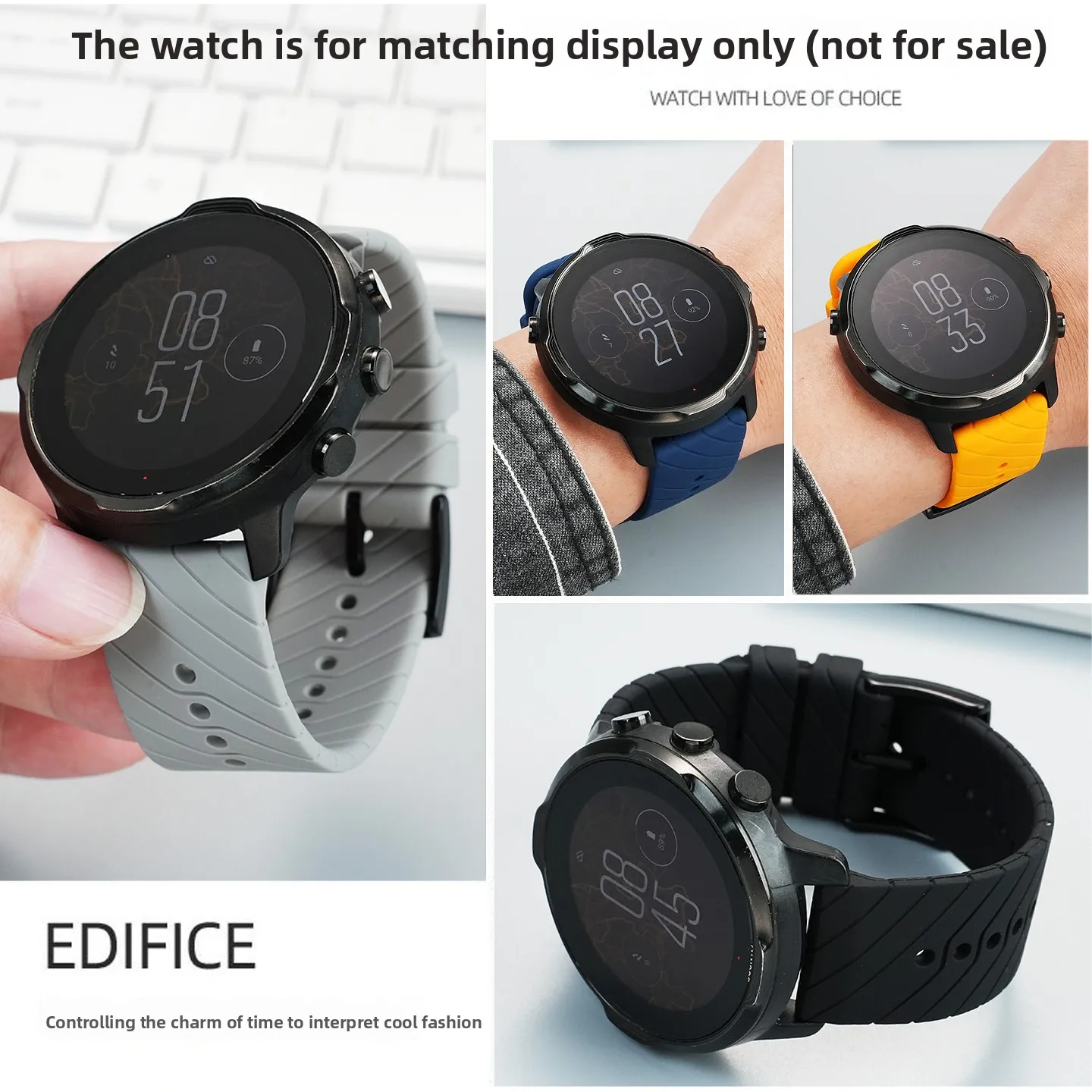 24 مللي متر سيليكون حزام ل SUUNTO 7 9/9 بارو ساعة ذكية الفرقة الرياضة في الهواء الطلق مقاوم للماء الراتنج سوار SUUNTO D5 استبدال معصمه