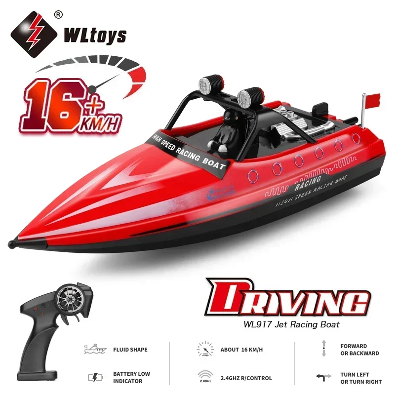 WLtoys-WL917 RC Boat, 2.4G, Jet Électrique à Grande Vitesse, Modèle Étanche, Télécommande, Hors-bord Électrique, Jouets Cadeaux pour Garçons