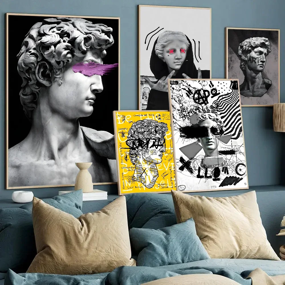 1pc Classic Vintage David Graffiti Aesthetic Poster Stickers Art Wall Murals Decor Game Room Decor Gifts Kawaii HD Painting