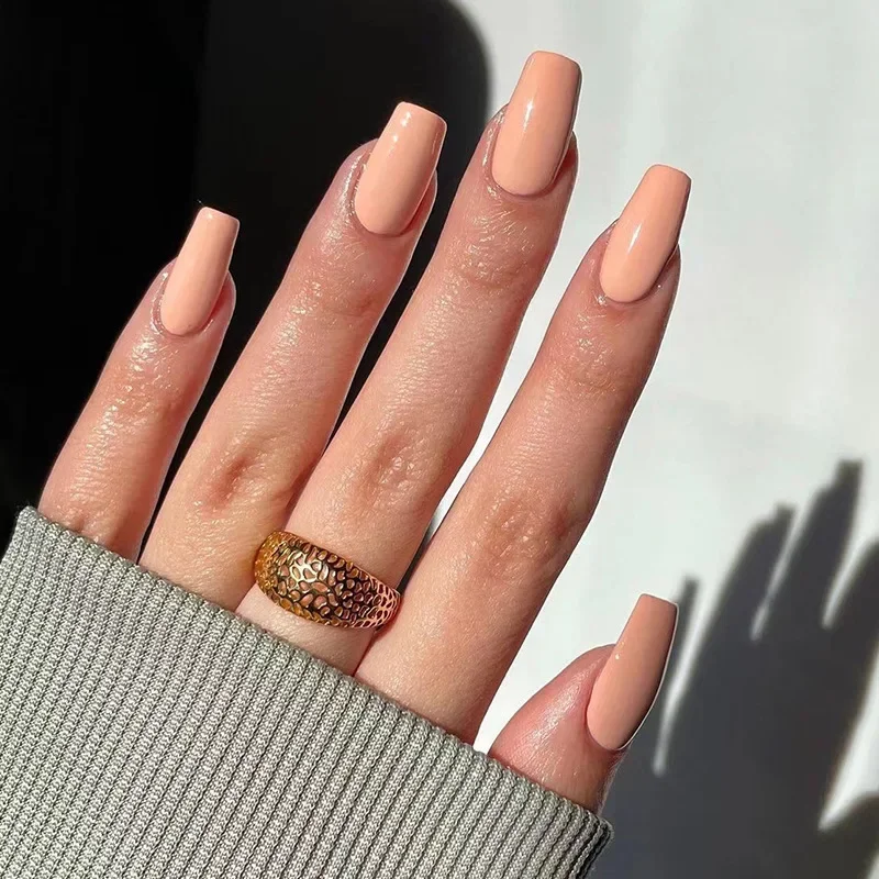 24p/set Long French Fake Nails Artificial Full Coverage Acrylic Press on Nails Art Tips Glossy Red Removable False Nail Supplies