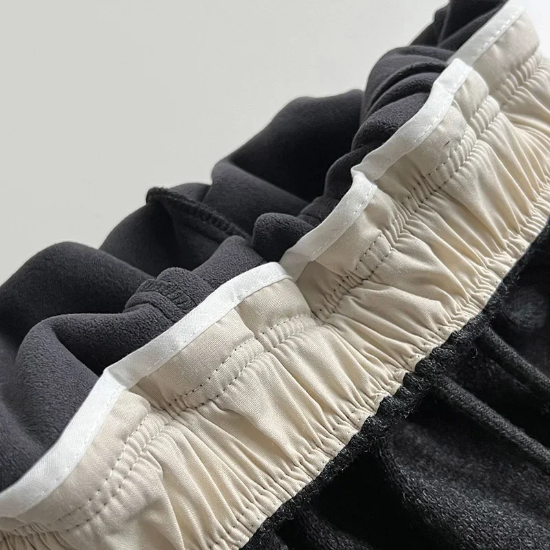 جديد الخريف الشتاء نحى الرباط مرونة الخصر المرأة واسعة الساق السراويل شيك عادية فضفاض سميكة السراويل الطويلة #4