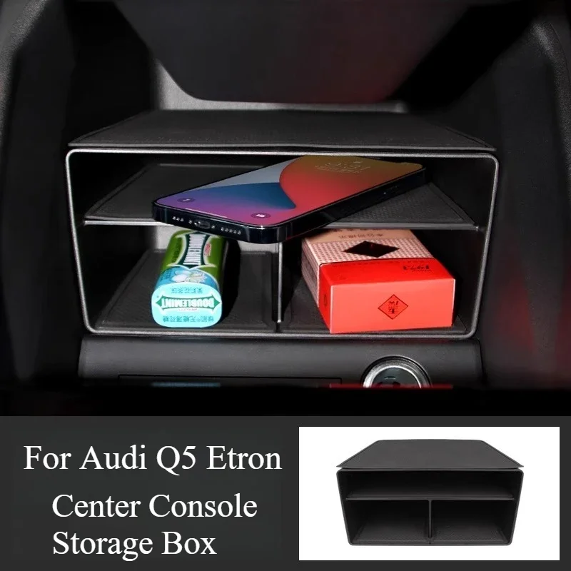 Custom Central Control Storage & Cup Pad for Audi Q4/Q5 e-tron + APP-Controlled Dynamic Scanning LED Light Kit