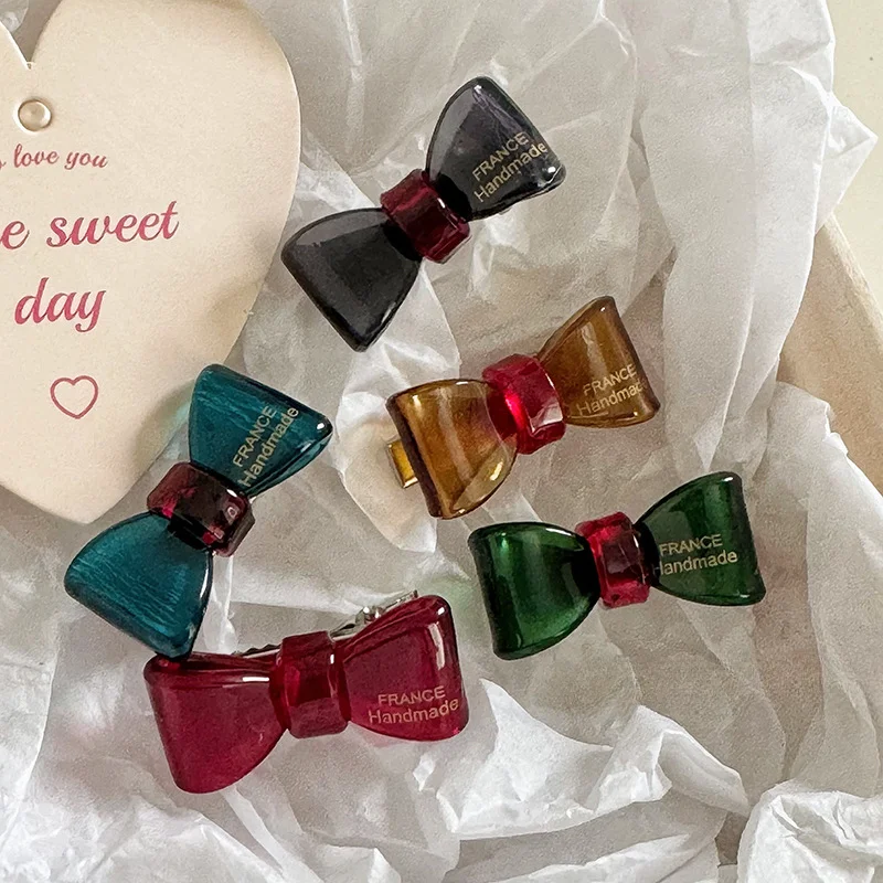 Acrylic Bow Hair Clip Korean Fashion Women Cute Hair Clip Elegant Forehead Hairpin Temperament Hair Styling Accessories Gifts