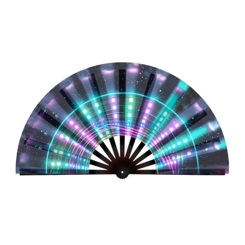 L8RC Reflective Shimmering Multicolored Folding Handheld Fan for Dancers And Comfortable Grip and Easy to Use