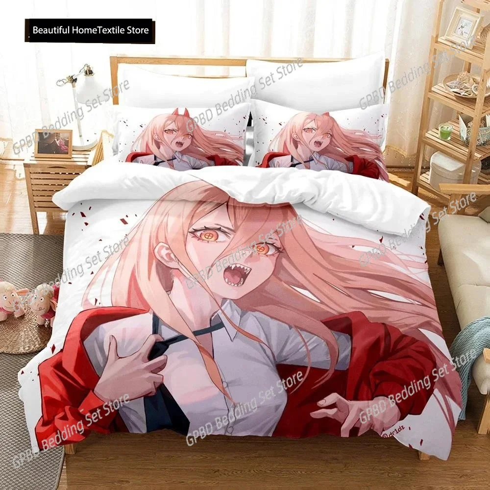 

Chainsaw Man Anime Cartoon Bedding Set Single Twin Double Queen King Cal King Size Bed Linen Set