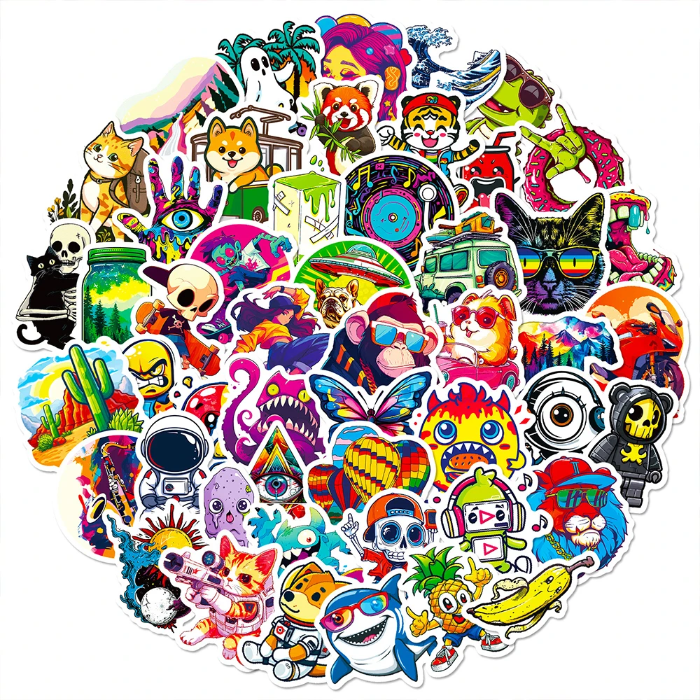 10/30/50PCS Street Art Hip Hop Colorful Graffiti Stickers Trendy Hip Hop Rap Decoration Stickers DIY Car Phone Laptop Stickers