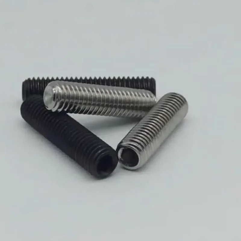 10-100pcs Din916 M1.6 M2 M2.5 M3 M3.5 M4 M5 M6 M8 Stainless Steel Black Steel Cup Point Headness Hex Socket Set Grub Screw