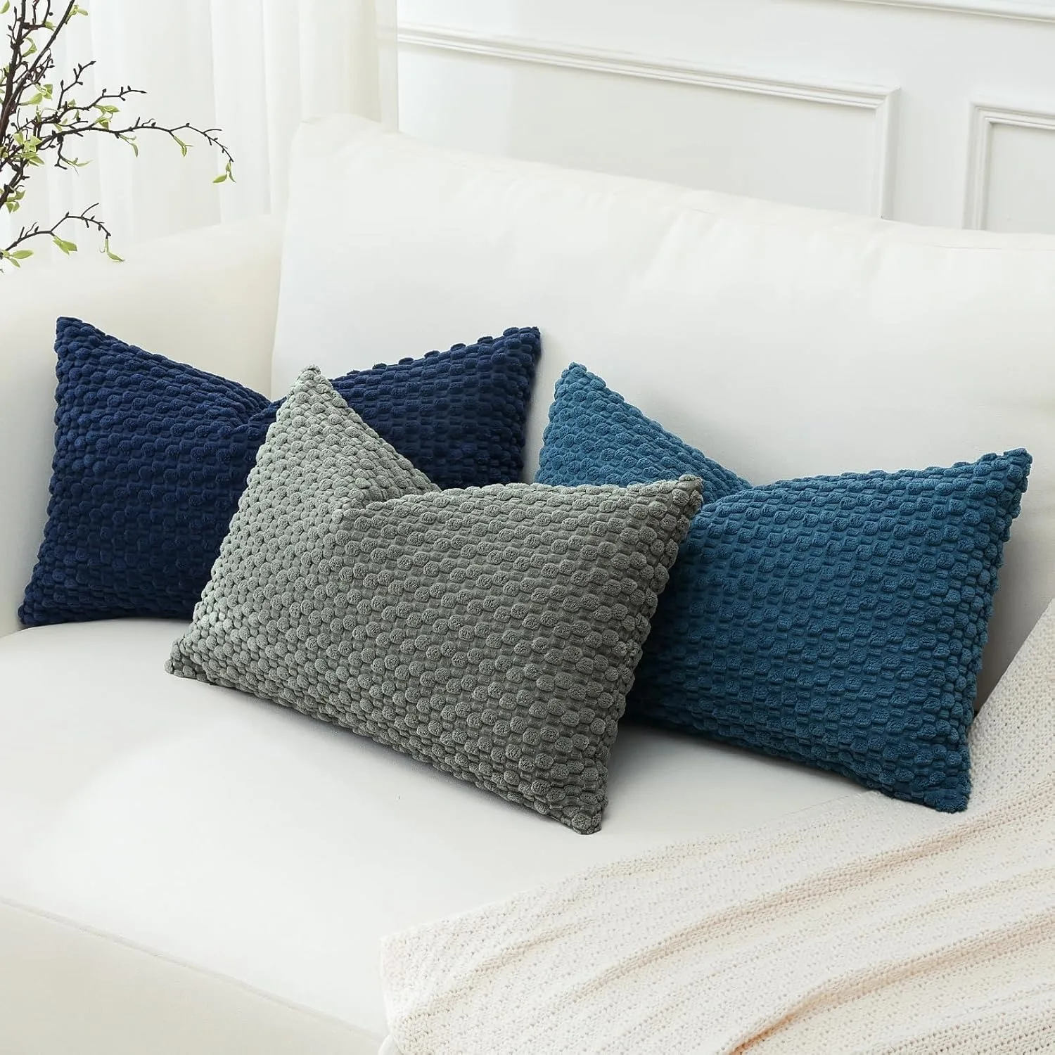 12x20 Inch Lumbar Throw Pillow Cover Summer Blue Particle Modern Cushion Cover Boho Funda Cojin for Sofa Couch Bed Room