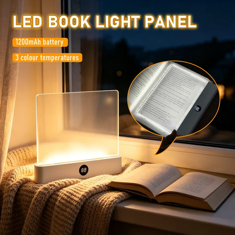 LED Flat Panel Reading Light Night Vision Eye Protection Student Book Light Creative Eye Care Lighting for Nighttime Reading