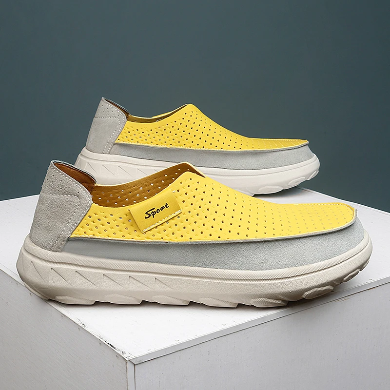 Neue Herren-Freizeitschuhe, Modische Atmungsaktive Herrenschuhe, Hochwertige Perforierte Herren-Fahrschuhe, Handgefertigte Flache Schuhe, Größe 38-46