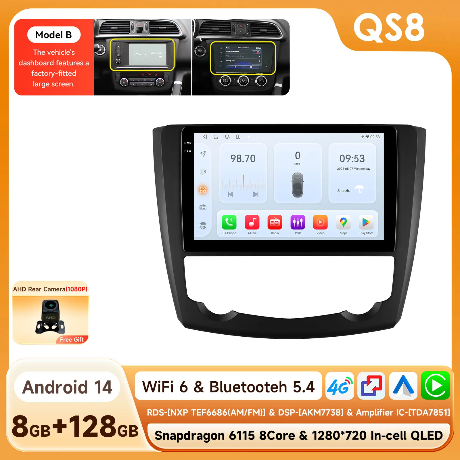 Android Auto Multimedia Speler voor Renault Kadjar 2015-2019 GPS Draadloze Carplay Intelligente Autoradio 360Cam 6115 Touchscreen