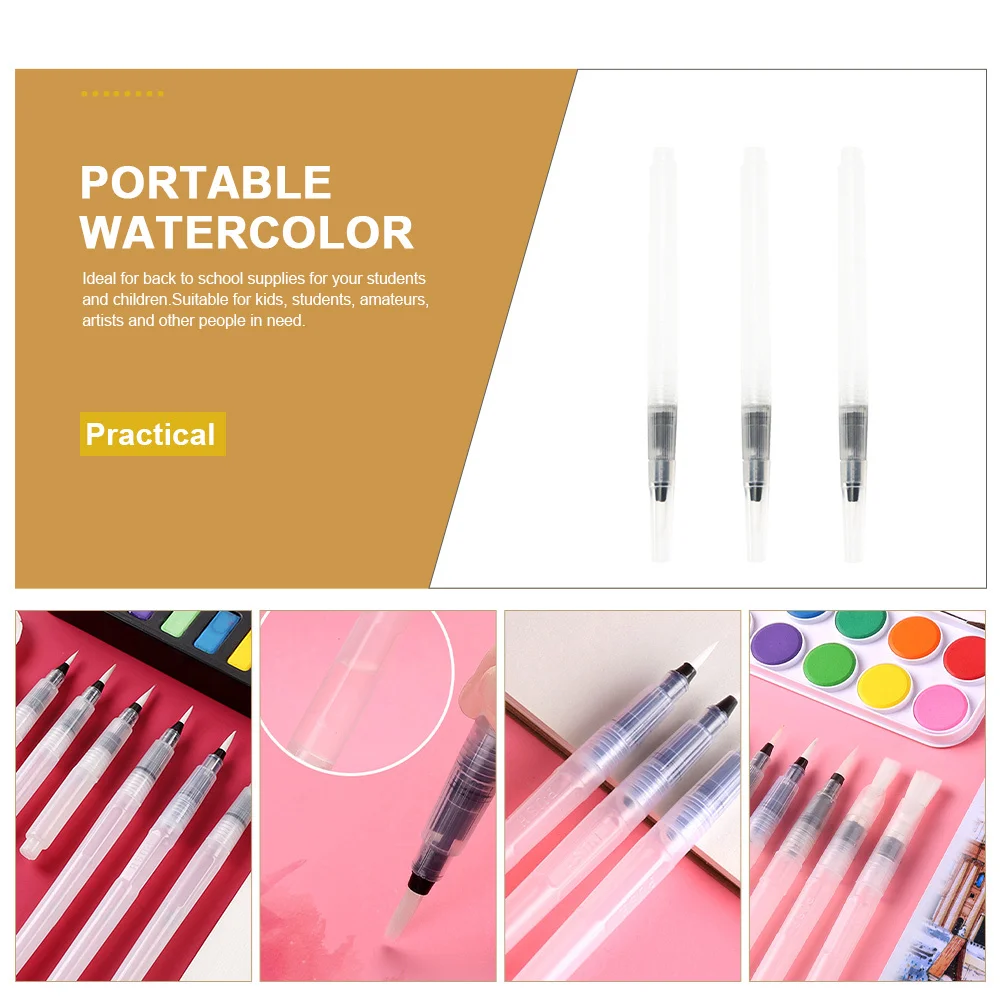

3Pcs Water Color Brush Pens Lightweight Water Soluble Paint Brushes for Students Artists Painting Accessories Painting Accessory