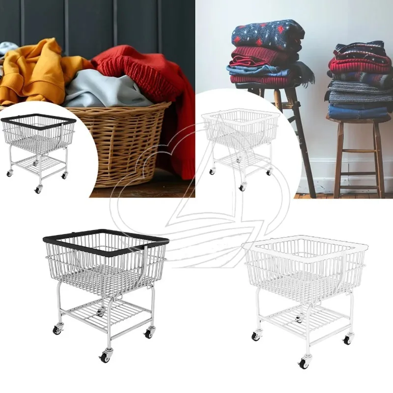 Rolling Laundry Cart Convenient Mobility Multipurpose Clothes Hanger Trolley Storage Shelf Clothes Hanger Trolley With Wheels