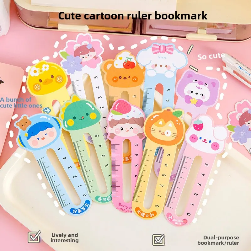 Hot-selling Ruler Bookmark Paper Cartoon Creative Stationery Elementary School Gift Small Gift Cute Reading Bookmark Card