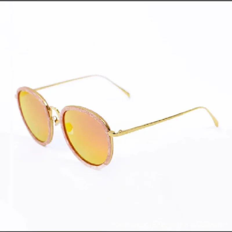 Men's and women's universal polarizing sunglasses sunshade mirror Gold reflector metal frame brand luxury glasses