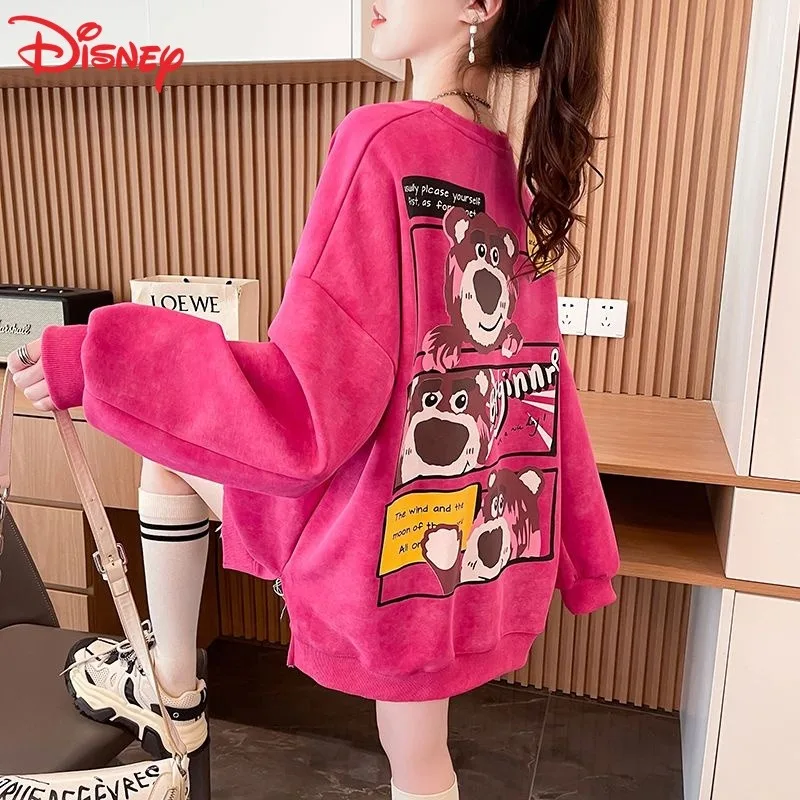 

Милая женская толстовка с рисунком Лотсо от Disney, модный универсальный повседневный свободный топ с круглым вырезом для осени и зимы