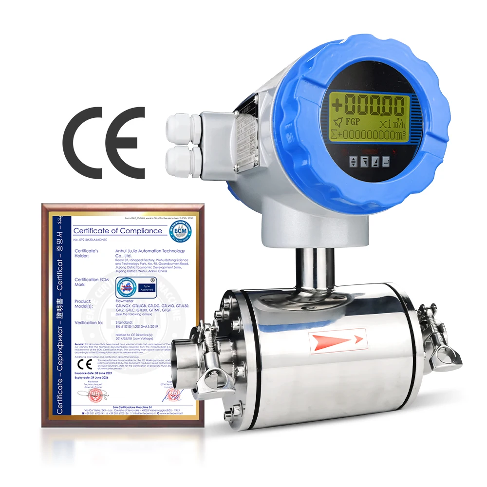 Magnetic Flowmeter Stainless Steel Clamp Connection DN50 DN32 DN25 Liquid Milk Water Flow Meter