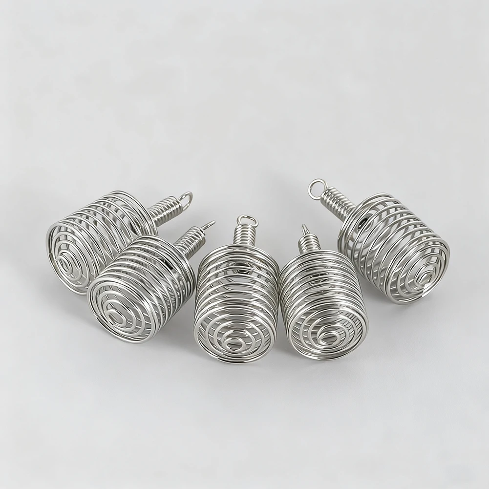 

10PCS Stainless Steel Column Cage Pendant with Spring and Crystal Bead Holder, DIY Jewellery Hanging Diffuser Stone Container