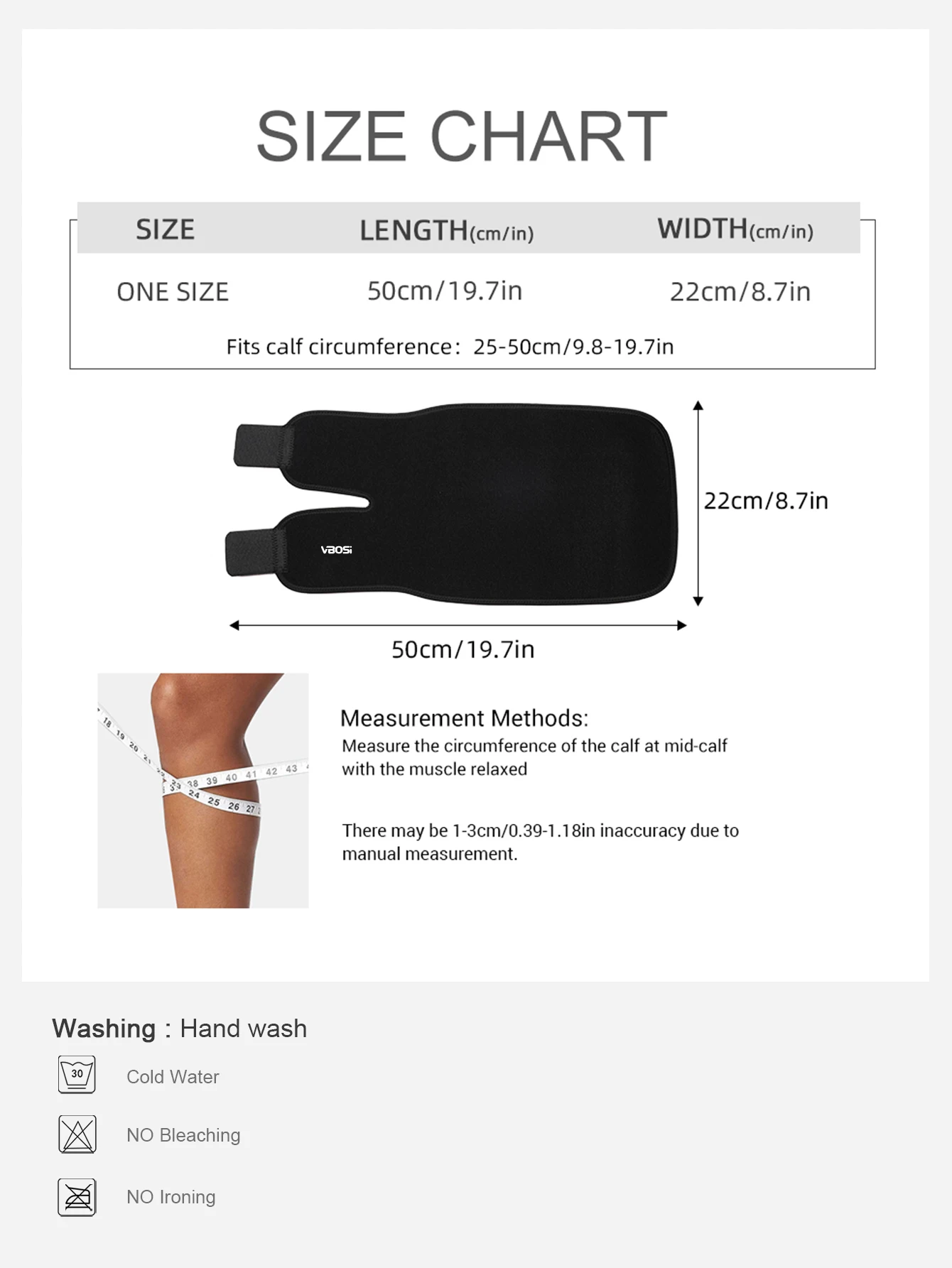 VBOSi 1-teilige, atmungsaktive, bequeme Wadenstützhülle aus Neopren für Gewichtheben, Laufen, Basketball, für Männer und Frauen – Detail 1