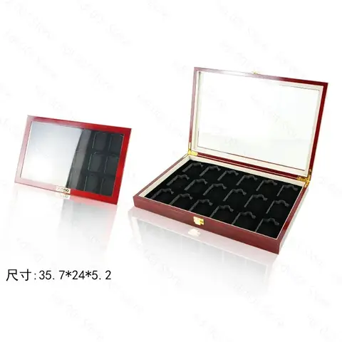 Zippo Lighter Display Case 18 Slot Wood Storage Box Dustproof for Collection