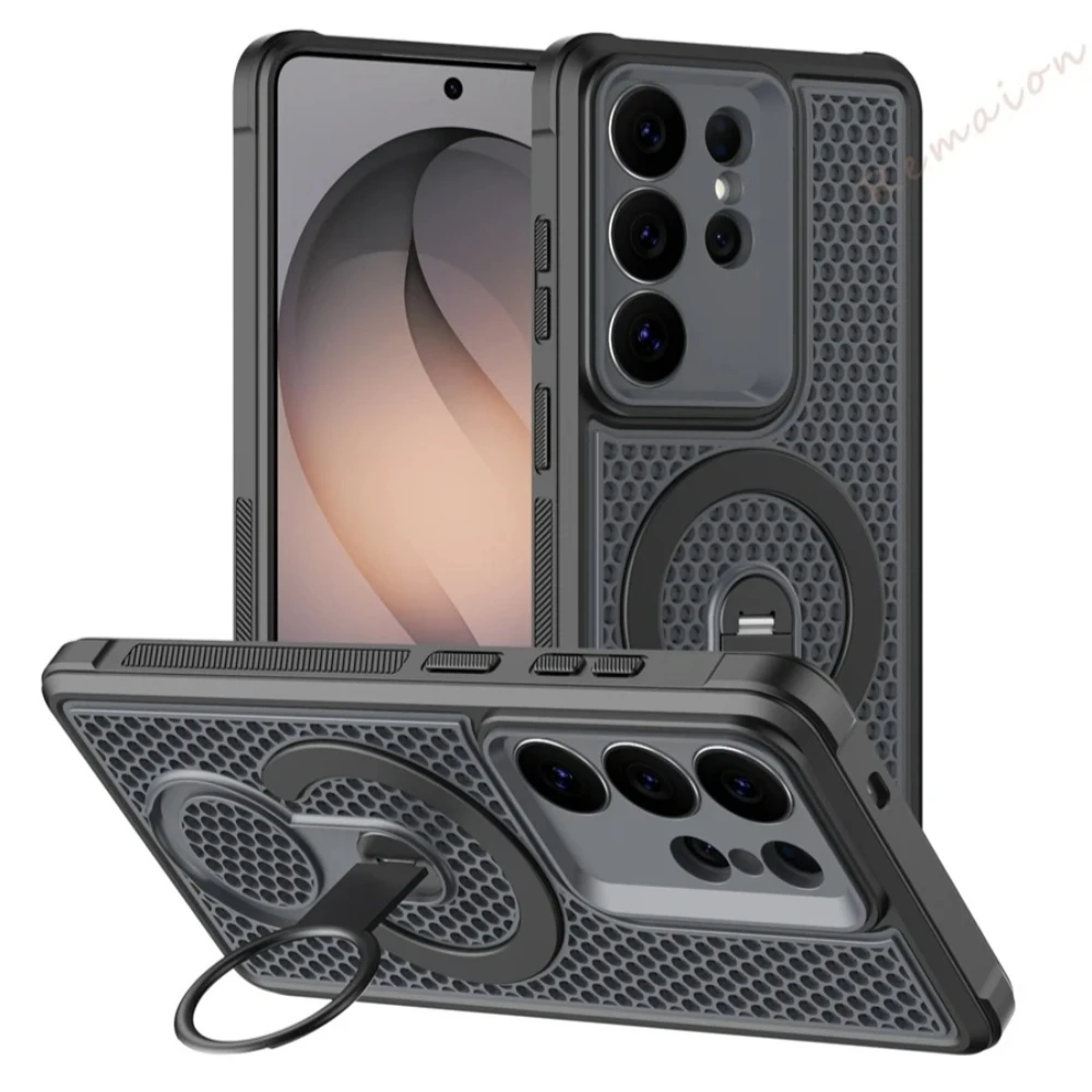 Official Magnetic Stand Phone Case for Samsung Galaxy S26 Ultra S26 Plus Magsafe Luxury Matte Len Camera Protector Cover