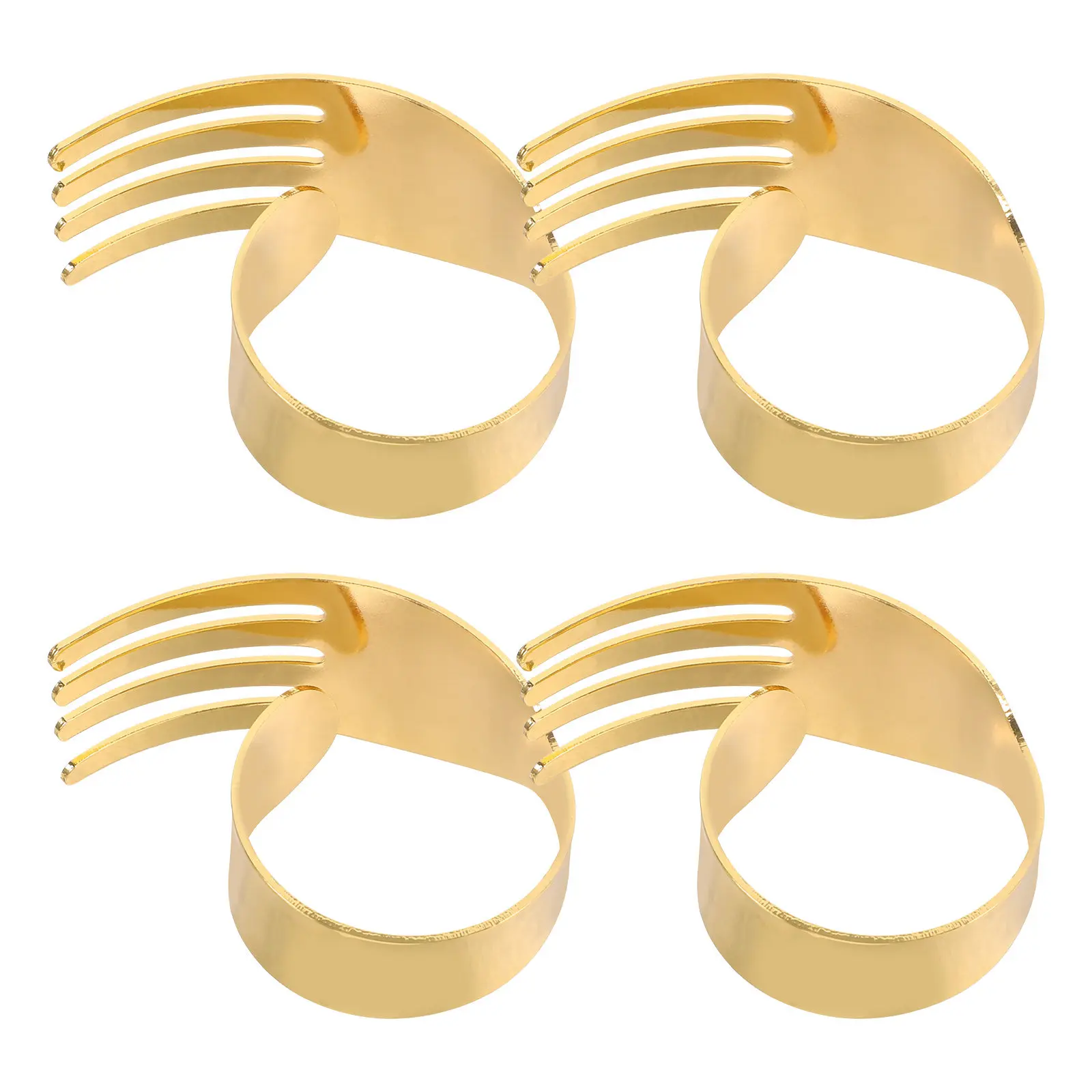 4Pcs Metal Napkin Rings Fork Design Elegant Table Setting Decor for Restaurants Hotels Casual Formal Dining Napkin Rings Set